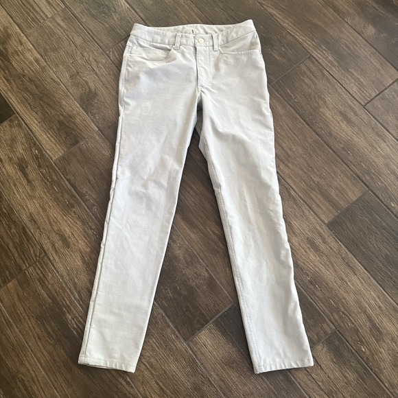 Lululemon ABC Pants Utilitech Jeans Mens 28x30 Slim Stretch LM5ABNS Tan 5 Pocket - Picture 1 of 14
